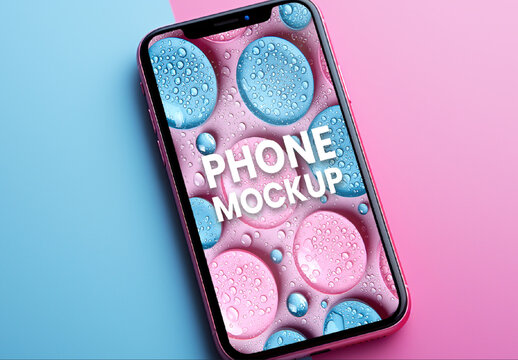 Tilted Smartphone Screen Photo Effect Mockup