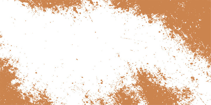 An abstract aged grunge background features a brown rusted metal surface pattern with dirty paint stains and a macro textured paper wall design