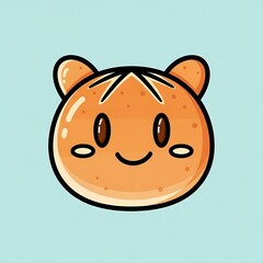 Cartoon bear head illustration with playful design on a light blue background