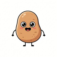 Obraz premium Cute cartoon of a potato, vector illustration on a solid white background, designed in a clean, minimalist, and modern style.