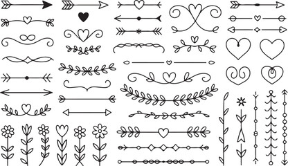 floral decorative elements arrows wreaths corners and frames set © AIcon Star