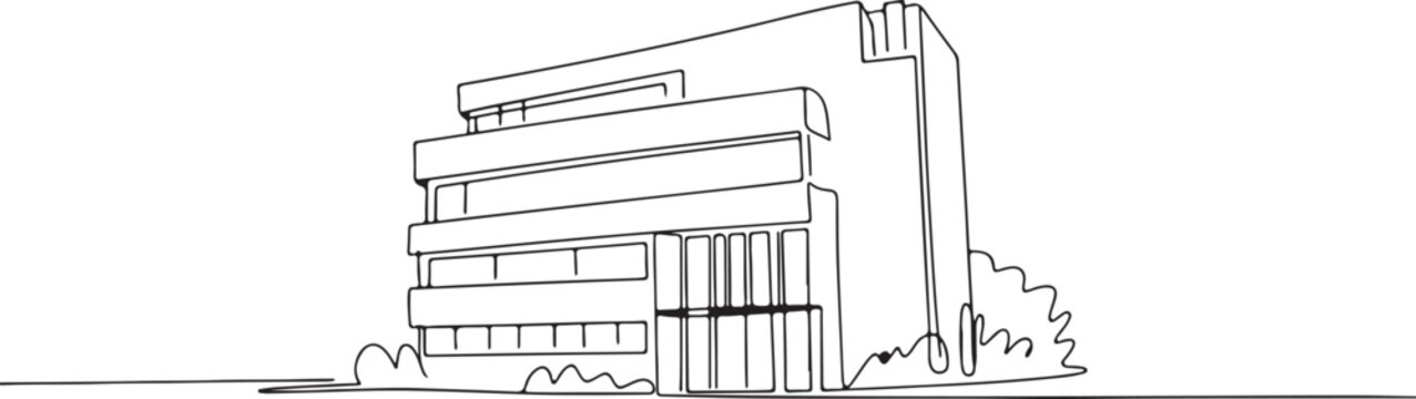 building modern apartment block elevation single line drawing vector