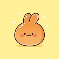 Cartoon bunny shaped pastry on yellow background illustration