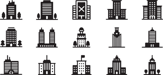 building set showing office skyscraper government school symbol vector © AIcon Star