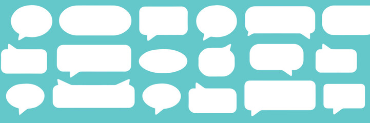 Fototapeta premium speechbubble collection of white chat shapes on teal background vector