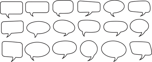 Fototapeta premium Black and white speech bubbles on white background comic bubbles dialogue bubbles empty bubbles black outline