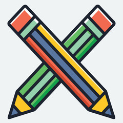 design logo vector icon illustration crossed pencils flat