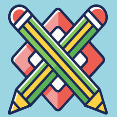 design logo vector icon illustration crossed pencils flat