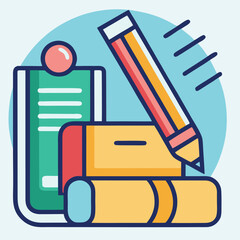 design logo vector icon illustration school supplies featuring