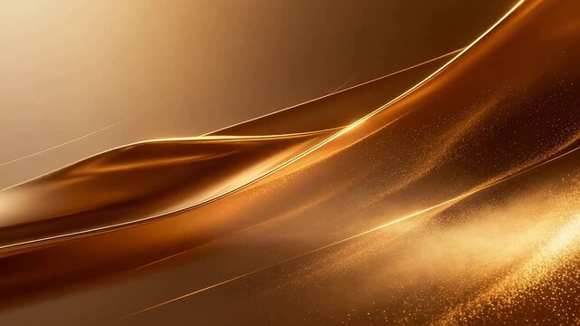Elegant golden light waves flowing on dark abstract background