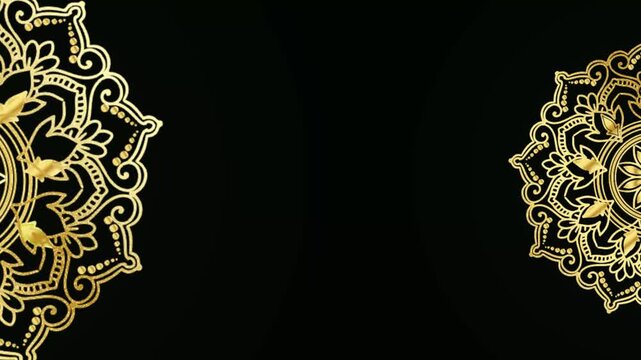 Gold mandala looping footage, Seamless 4K video looping for an elegant and vintage decorative element, 4k art with abstract mandala pattern for new age dmt lsd spiritual awakening and opening chakra