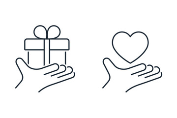 Festive souvenir. A sincere gift. A pleasant surprise.Vector linear icon illustration isolated on white background.