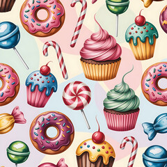 seamless pattern with cupcakes