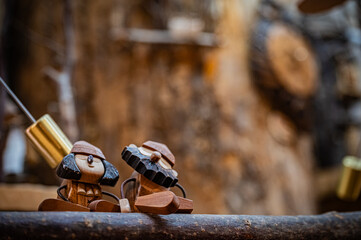 Wooden Handicraft Shop at Ainu Kotan, Lake Akan, Hokkaido, Japan