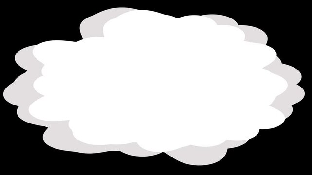 Abstract bright white cartoon cloud speech bubble or blob shape on black background with copy space