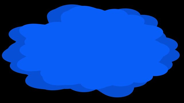 Abstract bright blue cartoon cloud speech bubble or blob shape on black background with copy space