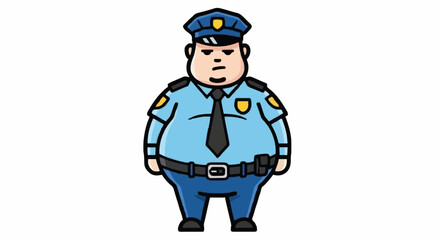 Obraz premium Cartoon Policeman Character Illustration.