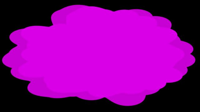 Abstract bright purple cartoon cloud speech bubble or blob shape on black background with copy space