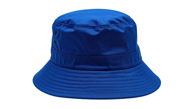 Royal blue, bucket hat, angled shot, isolated on black background