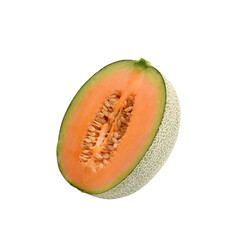 Orange cantaloupe melon isolated on transparen png.