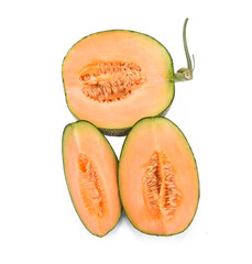 Orange cantaloupe melon isolated on transparen png.