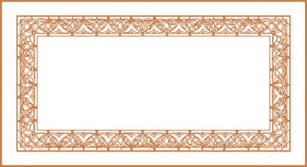 Obraz premium Ornate copper colored rectangular frame with intricate Celtic knot inspired border and empty white space