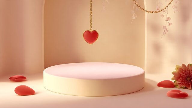 Heart Shaped Decoration Hanging Above Podium.