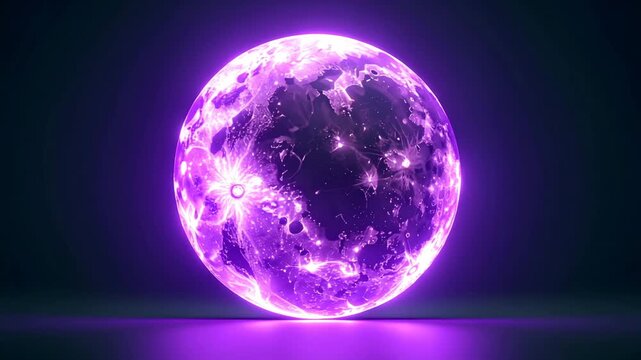 Abstract glowing moon with fiery orange light, polygon-like craters and luminous cracks, floating in dark space, resembling a celestial orb of molten energy and cosmic power
