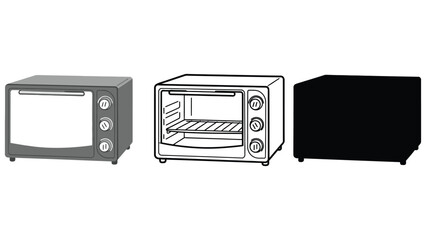 Obraz premium A set of three different toaster oven illustrations in various styles