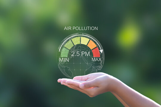 The concept of a PM 2.5 air pollution warning meter.
