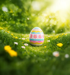 easter eggs on grass