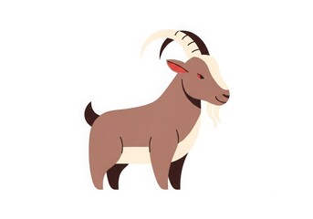 Fototapeta premium Goat chinese zodiac flat illustration, clean vector style, modern minimal design, isolated on white background