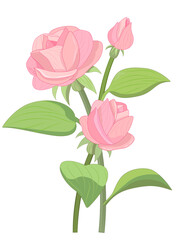 Obraz premium pink rose with leaves