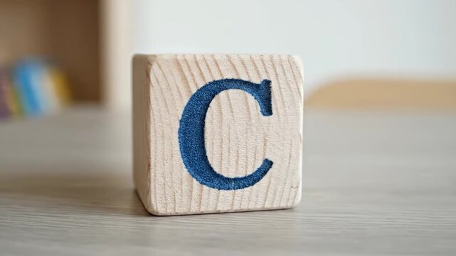 Wooden block with letter C for learning