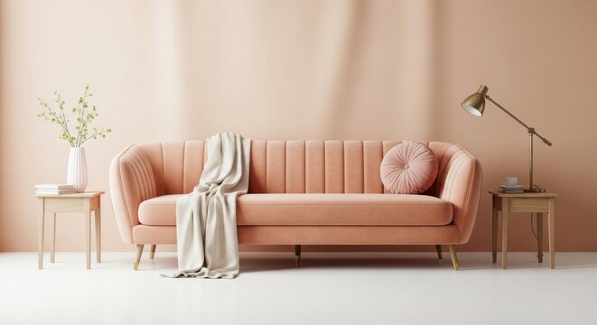 Coral Sofa Decorative Interior Scene
