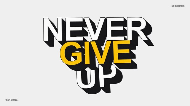 Motivational Poster with NEVER GIVE UP