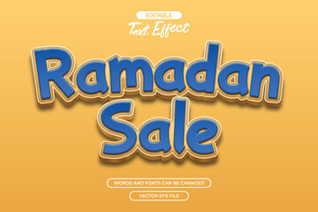 Ramadan sale editable text effect with 3d cartoon text style