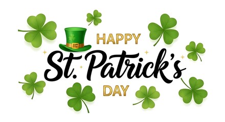 Obraz premium St patrick's day celebration with shamrocks and leprechaun hat