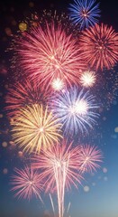Fototapeta premium Vibrant Fireworks Display Against Dark Night Sky