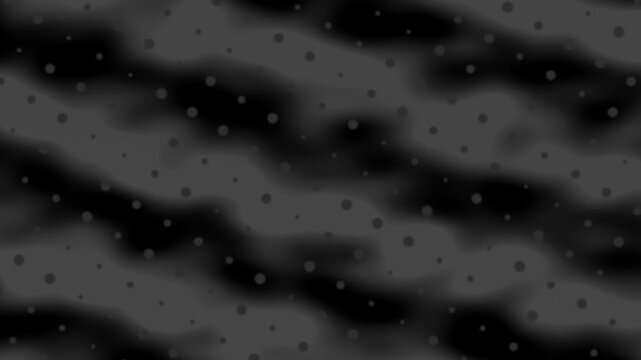 A monochromatic abstract image featuring gradients of gray and black with scattered white circles