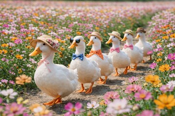 散歩するアヒル