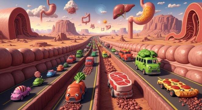 Whimsical food-themed raceway