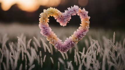 Heart of flowers. Spring background.