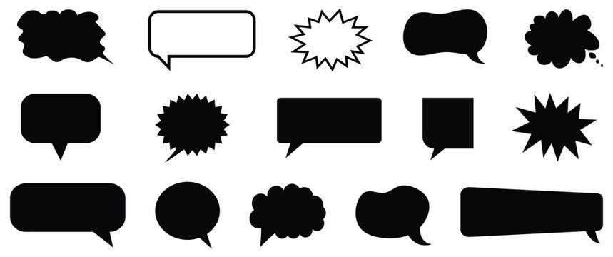 Speech bubbles. Set of comment speech bubble. Talk bubble. Collection of outline and filled speech bubbles sign.
