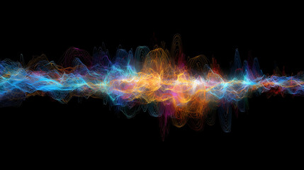 Fototapeta premium Colorful sound wave visualization on black background
