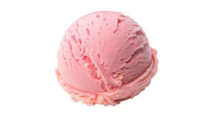 round scoop of pink ice cream isolated on transparent background cut out