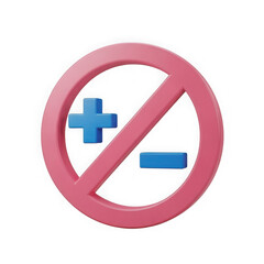 Obraz premium Prohibiting addition and subtraction: a 3d rendered icon of a forbidden plus and minus sign isolated on transparent background