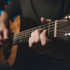 Fototapeta premium 기타치는 기타리스트 손 클로즈업Guitarist's hand. Close-up
