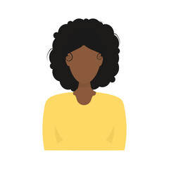 Faceless woman avatar. Illustration of a young dark-skinned woman. African girl. Vector image.