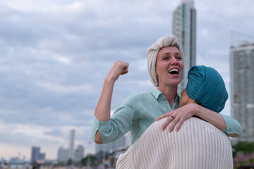Moment friend support resilience and compassion, often associated with of battling cancer wearing a headscarf a common symbol of strength among cancer patients undergoing treatment.